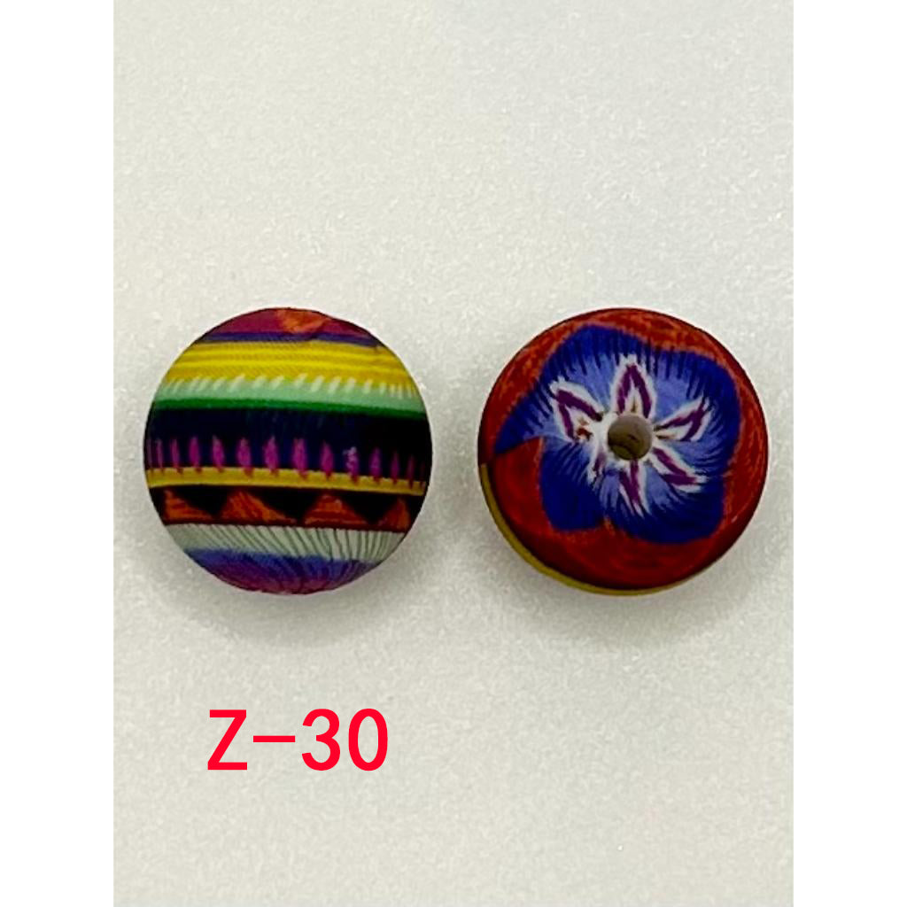 Flower Mandala Flowers Printed Silicone Beads, 15mm