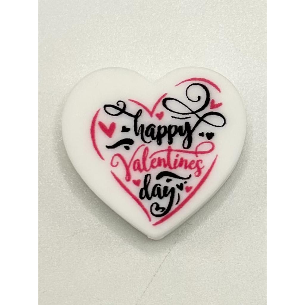Love Heart Happy Valentines Day Silicone Focal Beads