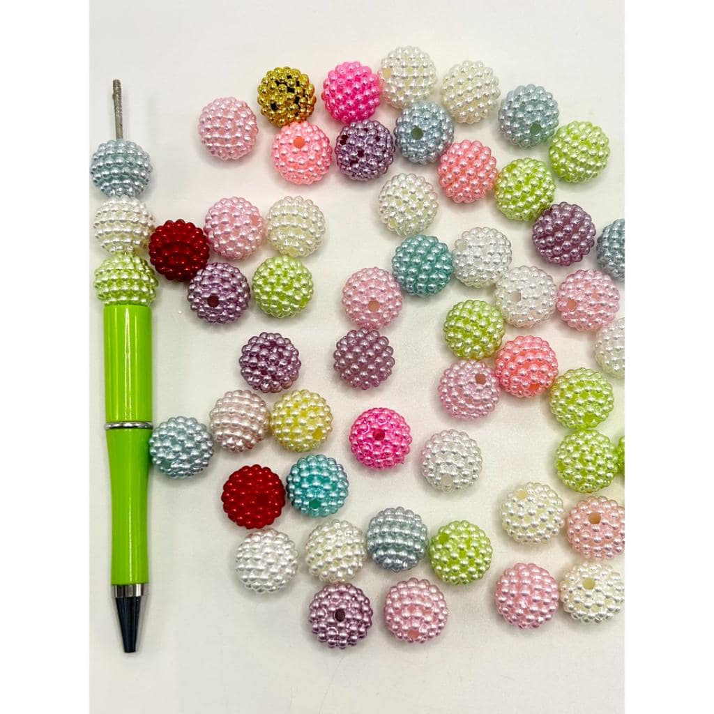 Multicolor Bumpy Bayberry Textured Acrylic Beads, 15mm, Random Mix Color, DK