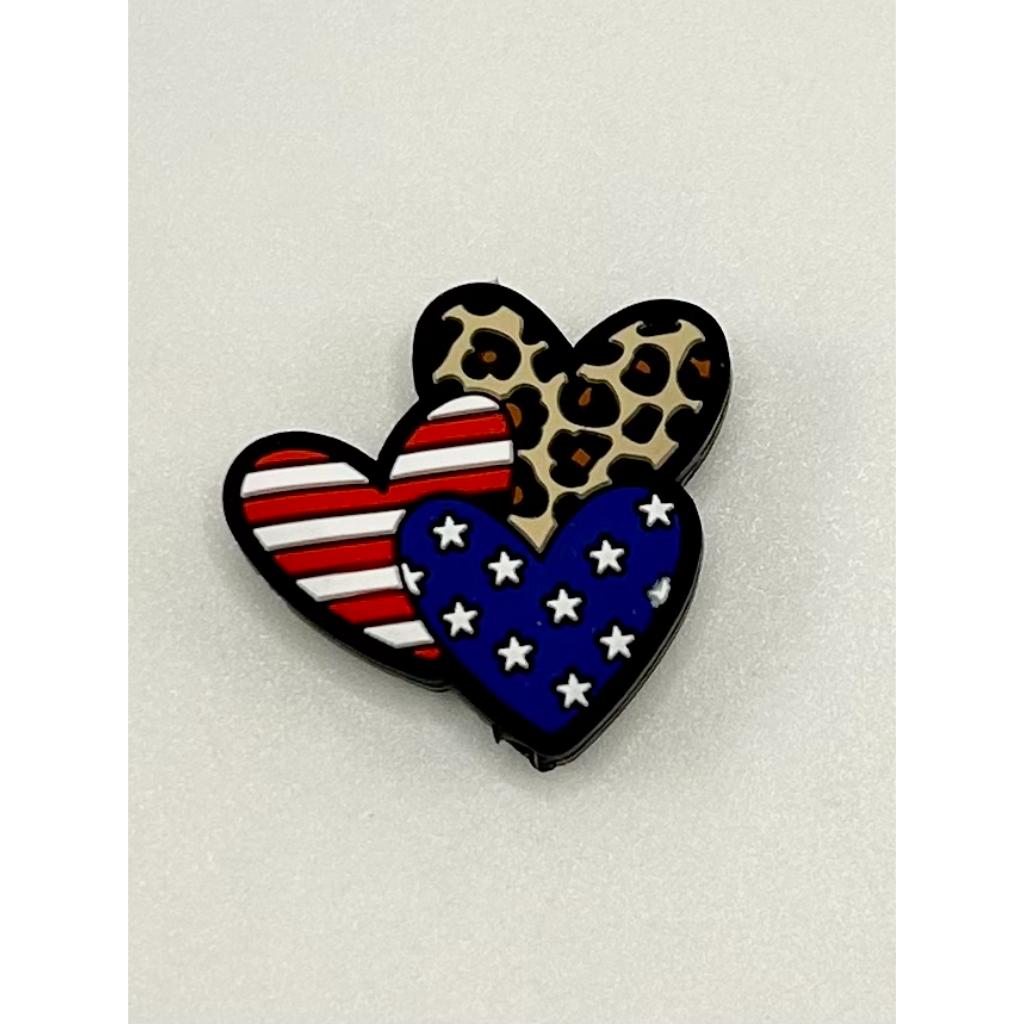 Star Stripe Leopard with Three Hearts Silicone Focal Beads
