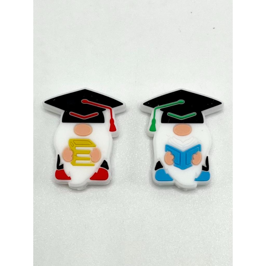 Gnome Read Book Wear Doctorial Hat Silicone Focal Beads