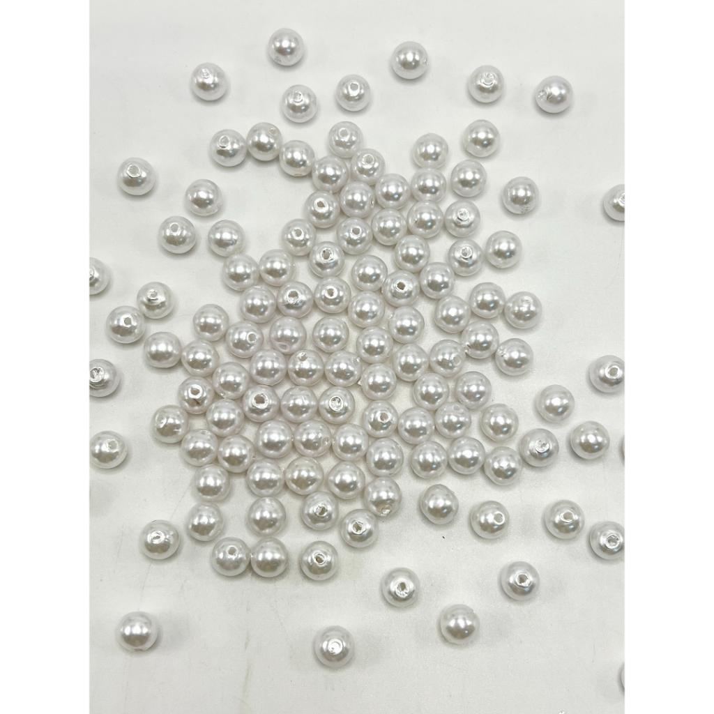 Mini Small Tiny Pearl Style White & Beige Color Round Acrylic Waist Beads for Jewelry Making 8mm