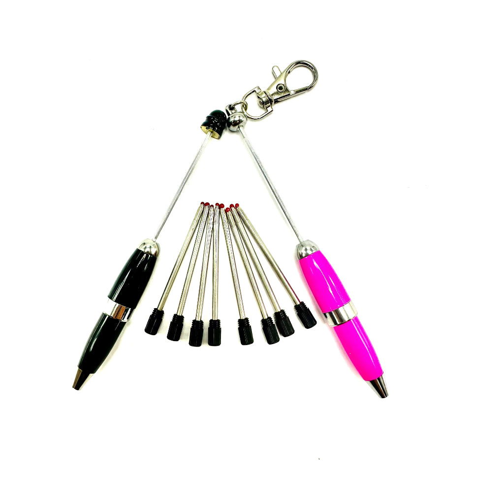 Beadable Keychain Pen Metal Pen with Lobster Clasp & Keyring Beaded pen