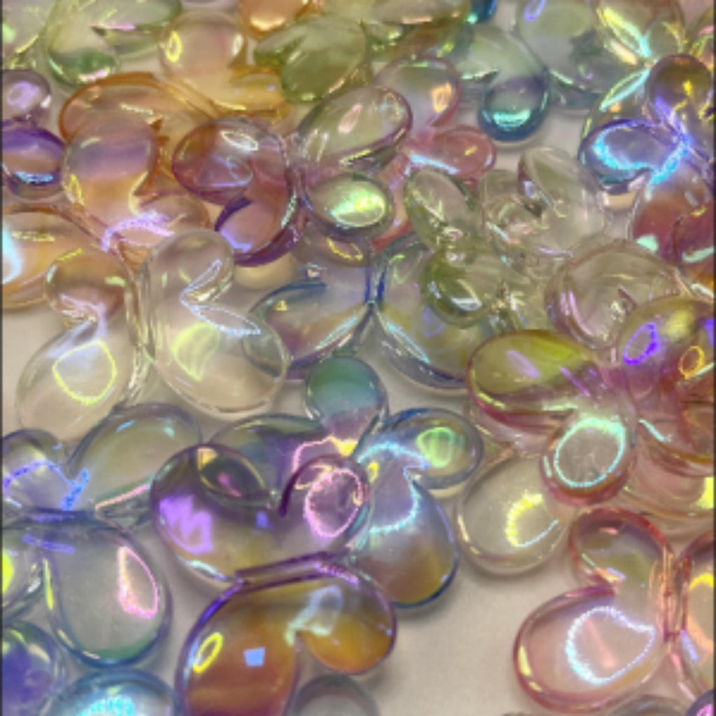 Cute Butterfly Shape Glossy See Thru Acrylic Beads with UV Finish, 10mm by 17mm