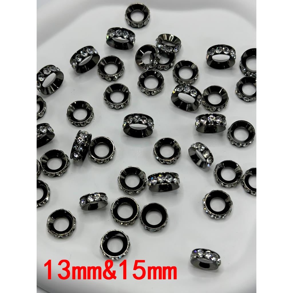 Silver Color Metal and Spacers with Colorful Rhinestones,15mm