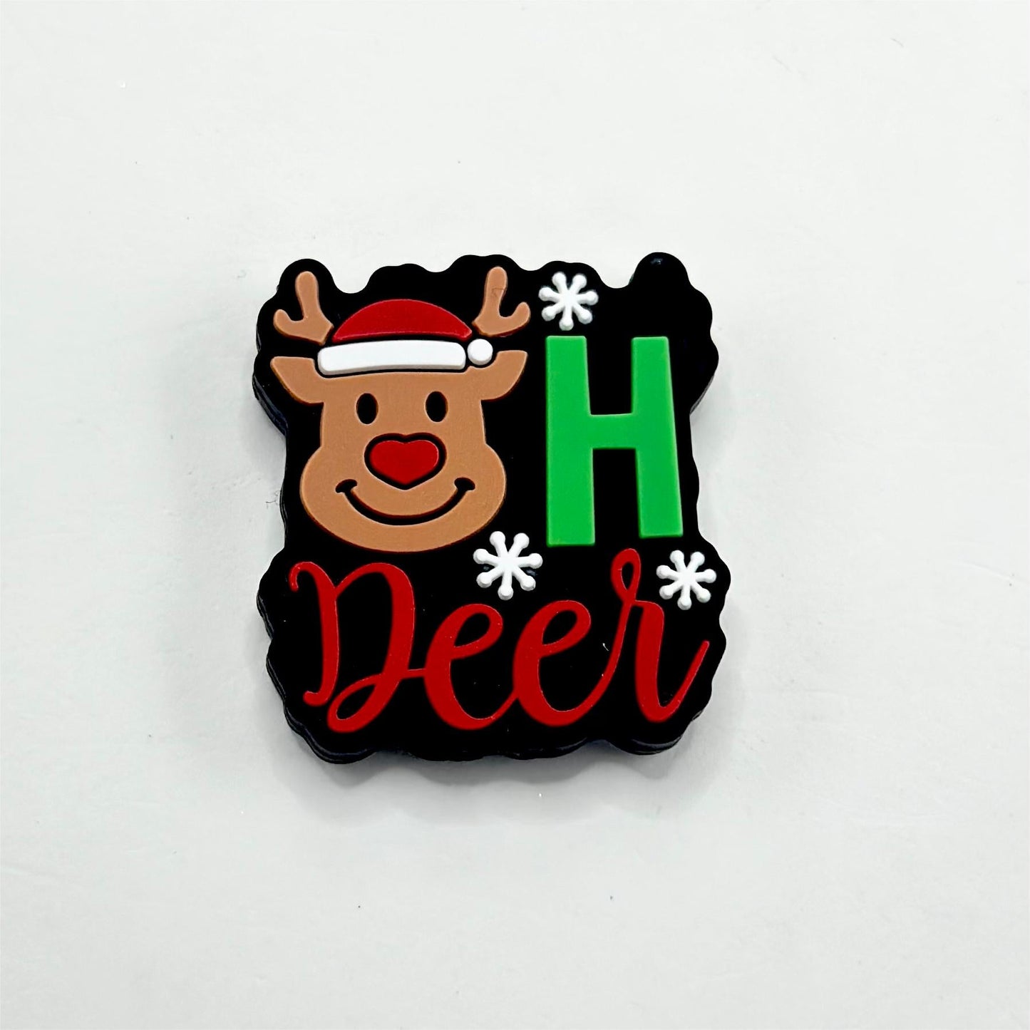 Christmas Deer with Small Little Cute Snow Flower Silicone Focal Beads