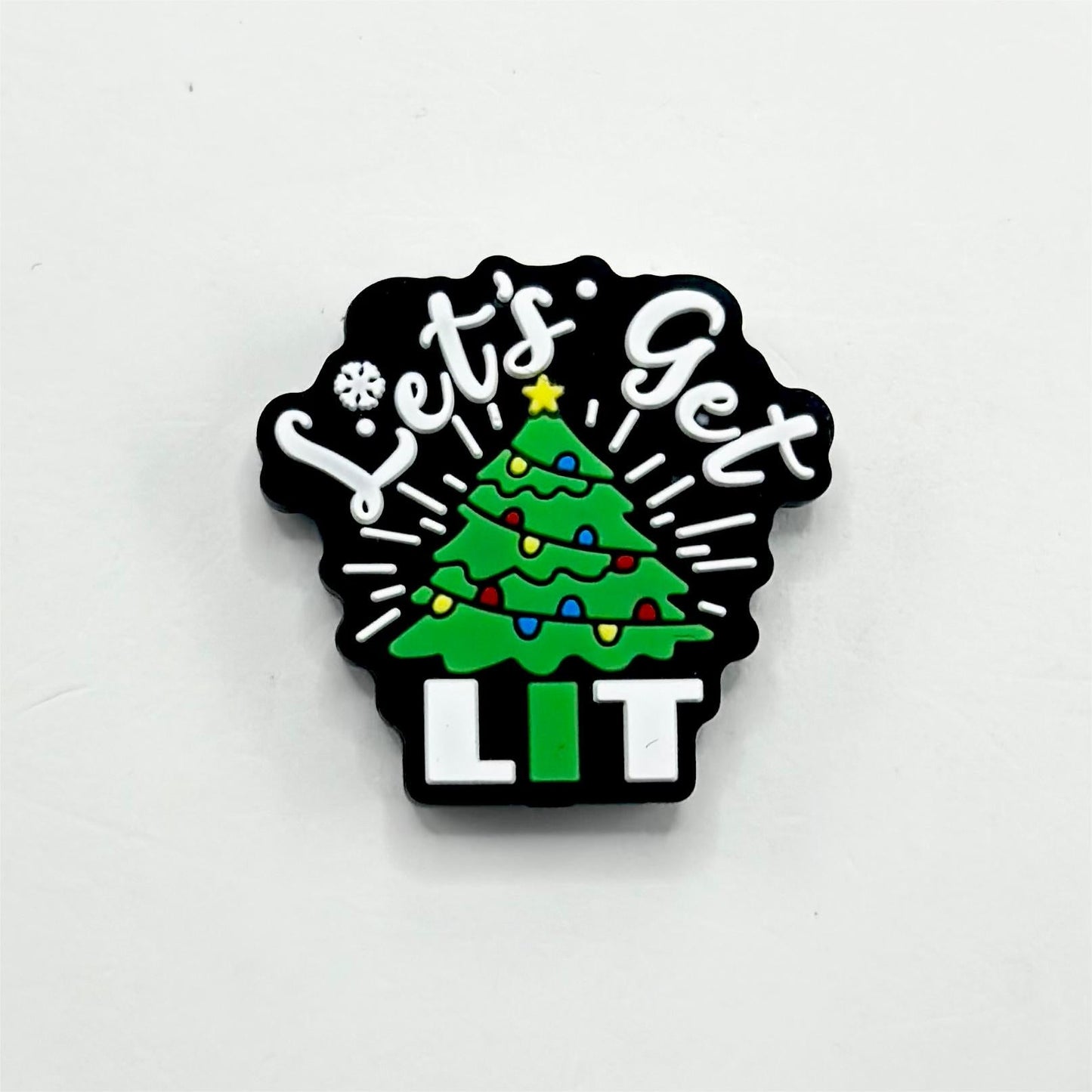 Let's Get Lit Green Christmas Tree Silicone Focal Beads