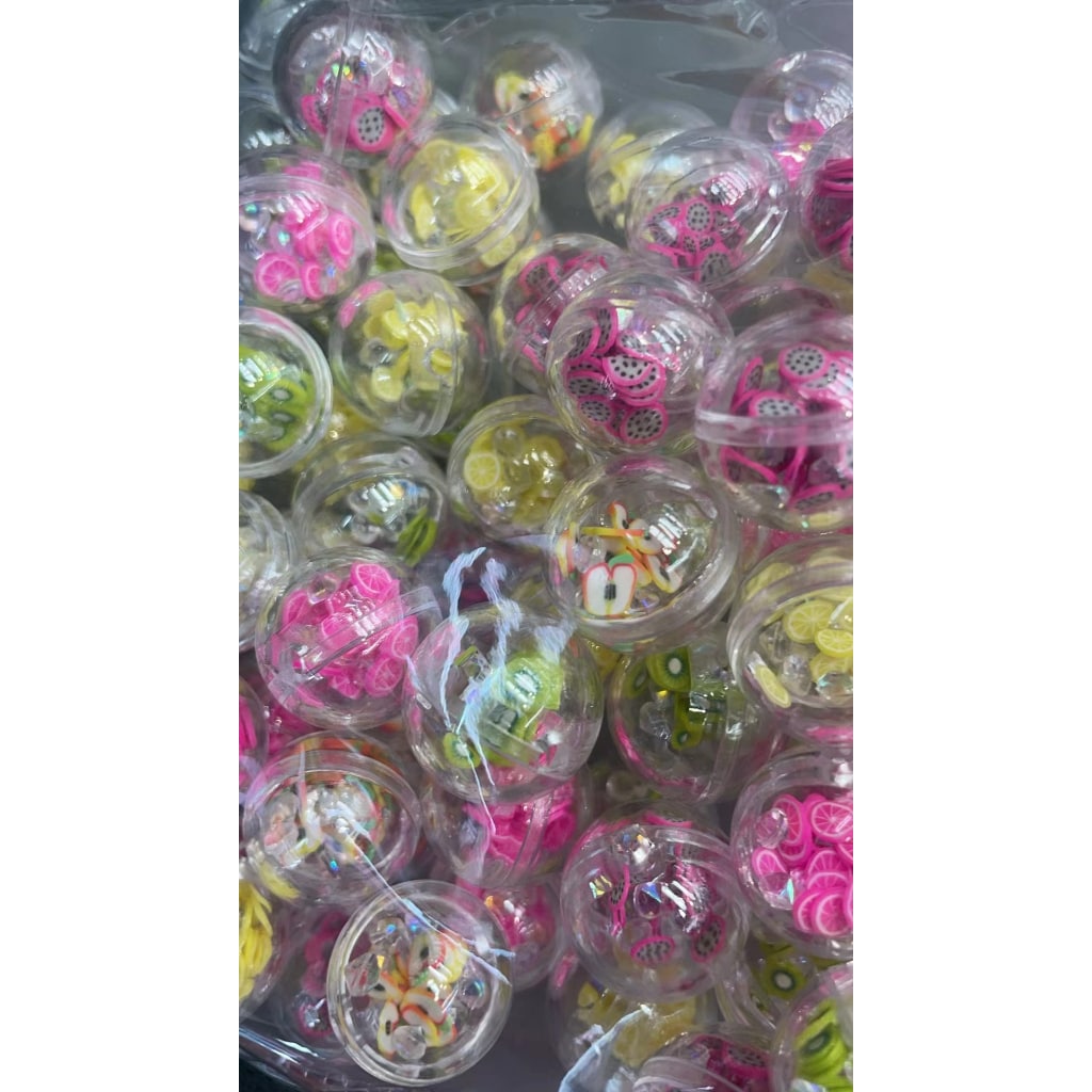 Round Shape Fruit Clear Acrylic Beads with Small Fruit Slices Inside, Size 20mm