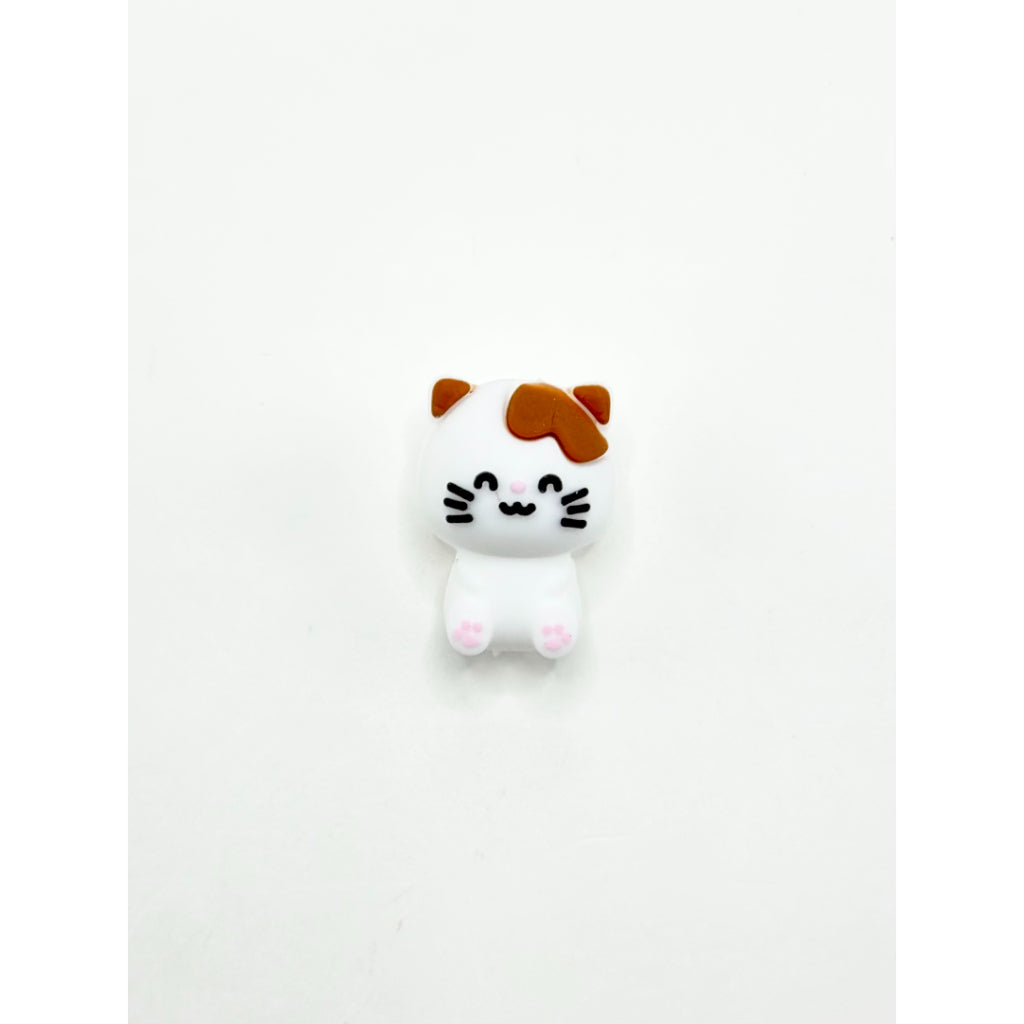 Cute White 3D Little Kitten Cat Silicone Focal Beads