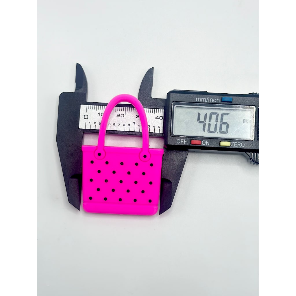 Large Basket Handbag with Small Black Spots Silicone Focal Beads, 406MM