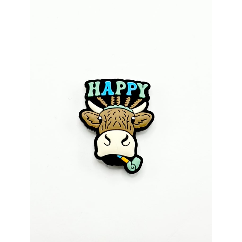 A Cigarette Smoke Happy with A Cow Bull Cattle Silicone Focal Beads