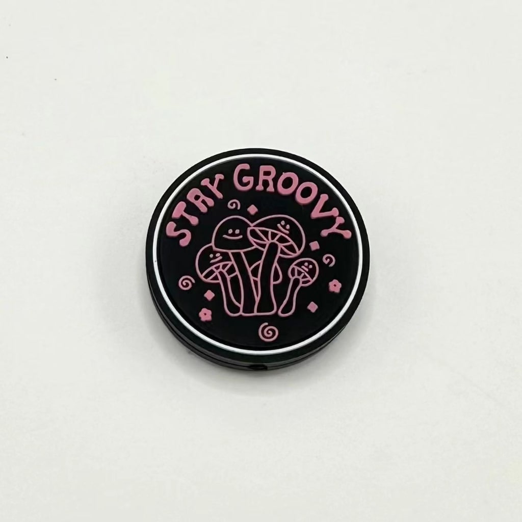 Mushroom Stay Groovy Round Silicone Focal Beads