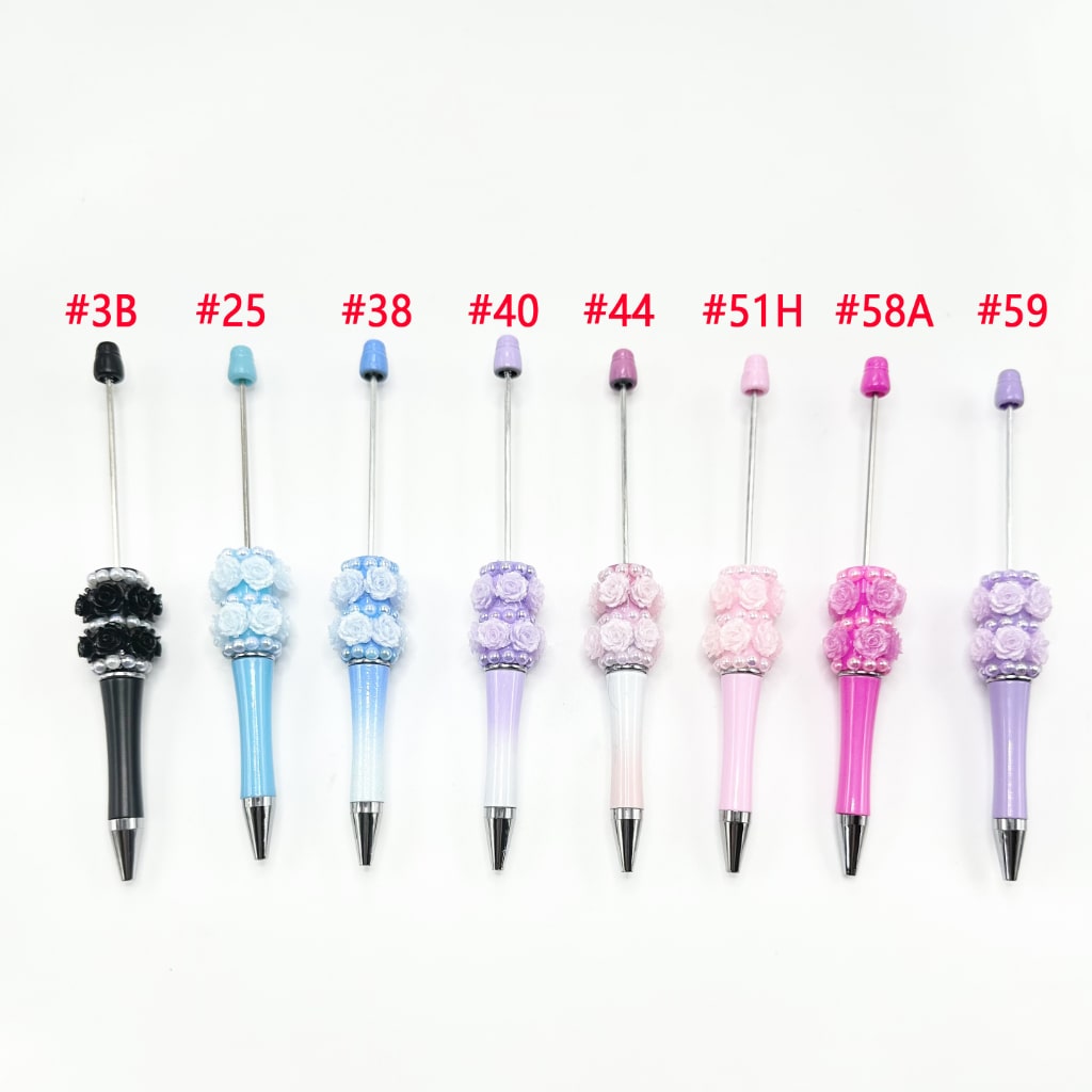 DIY Beadable Pen with New Style Small Flower Pearl in Solid & Ombre Colors