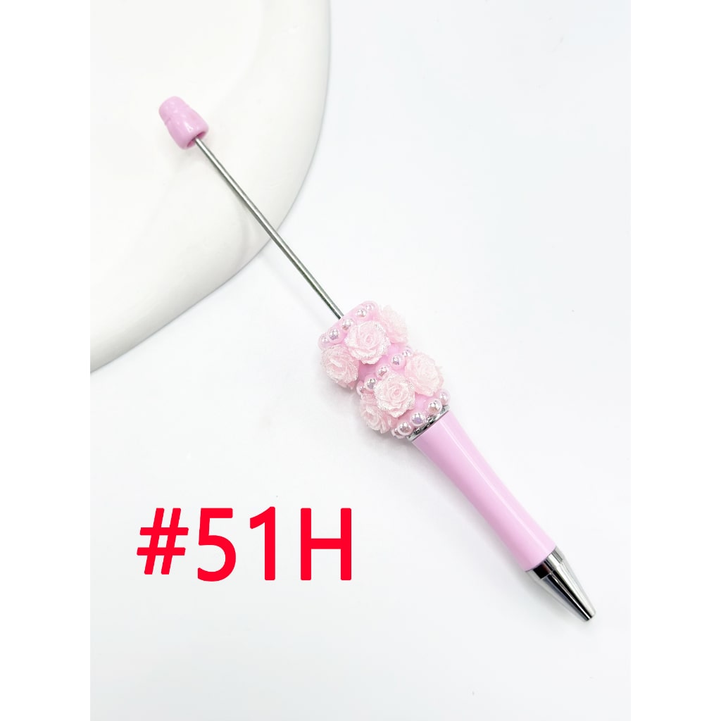 DIY Beadable Pen with New Style Small Flower Pearl in Solid & Ombre Colors