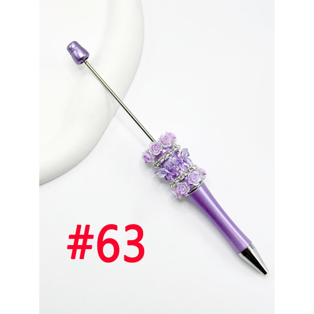 New Style Beadable Pen with Small Flowers Butterflies Clear Rhinestone Chain in Solid Colors