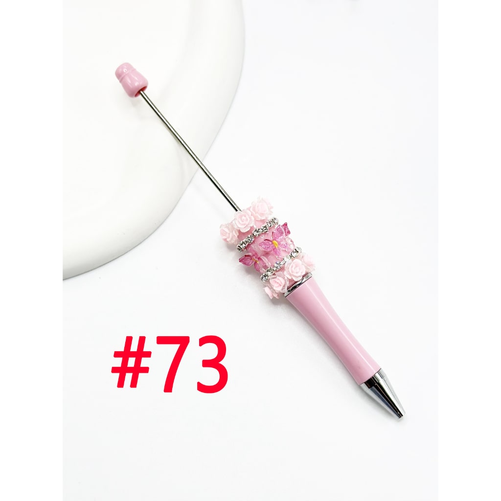 New Style Beadable Pen with Small Flowers Butterflies Clear Rhinestone Chain in Solid Colors