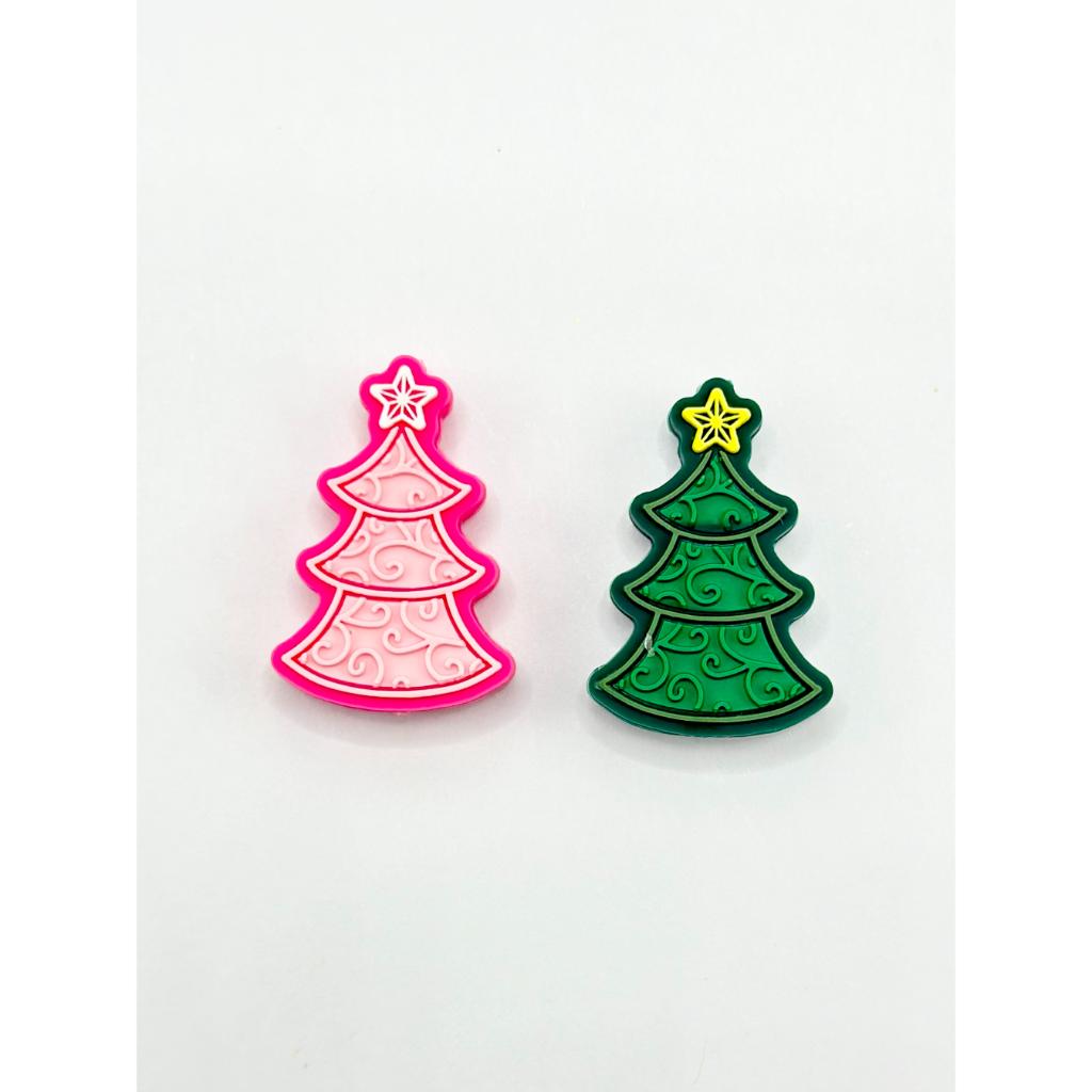 Christmas Cute Trees Silicone Focal Beads Random Mix