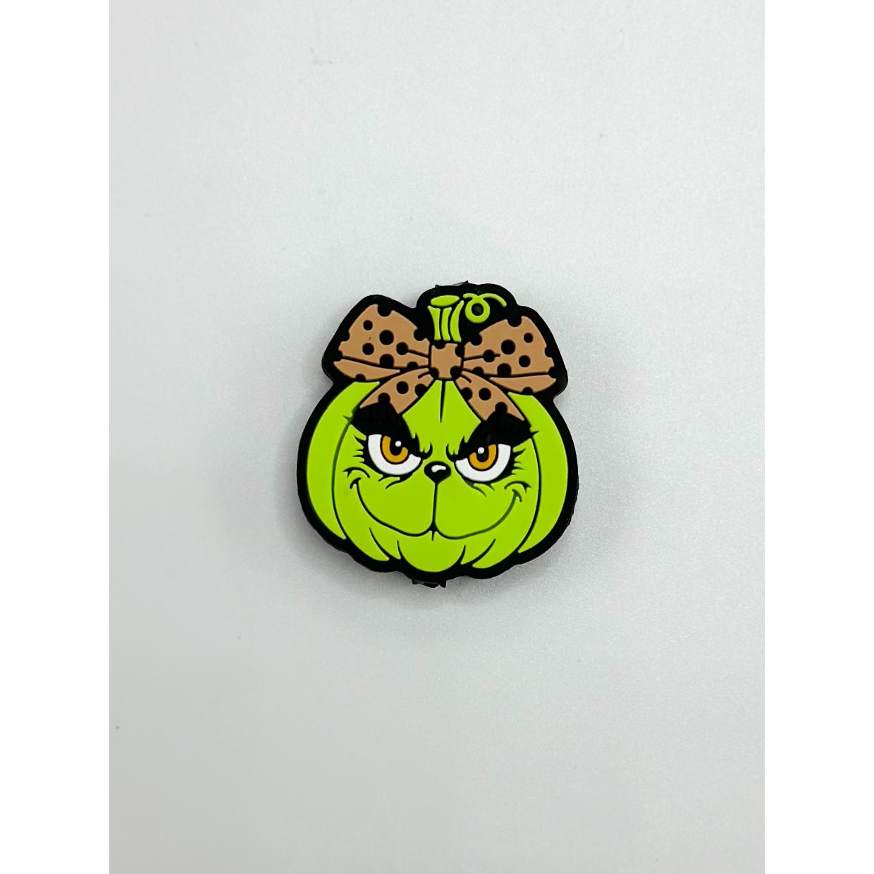 Pumpkin Head with A Ribbon Halloween Green Silicone Focal Beads