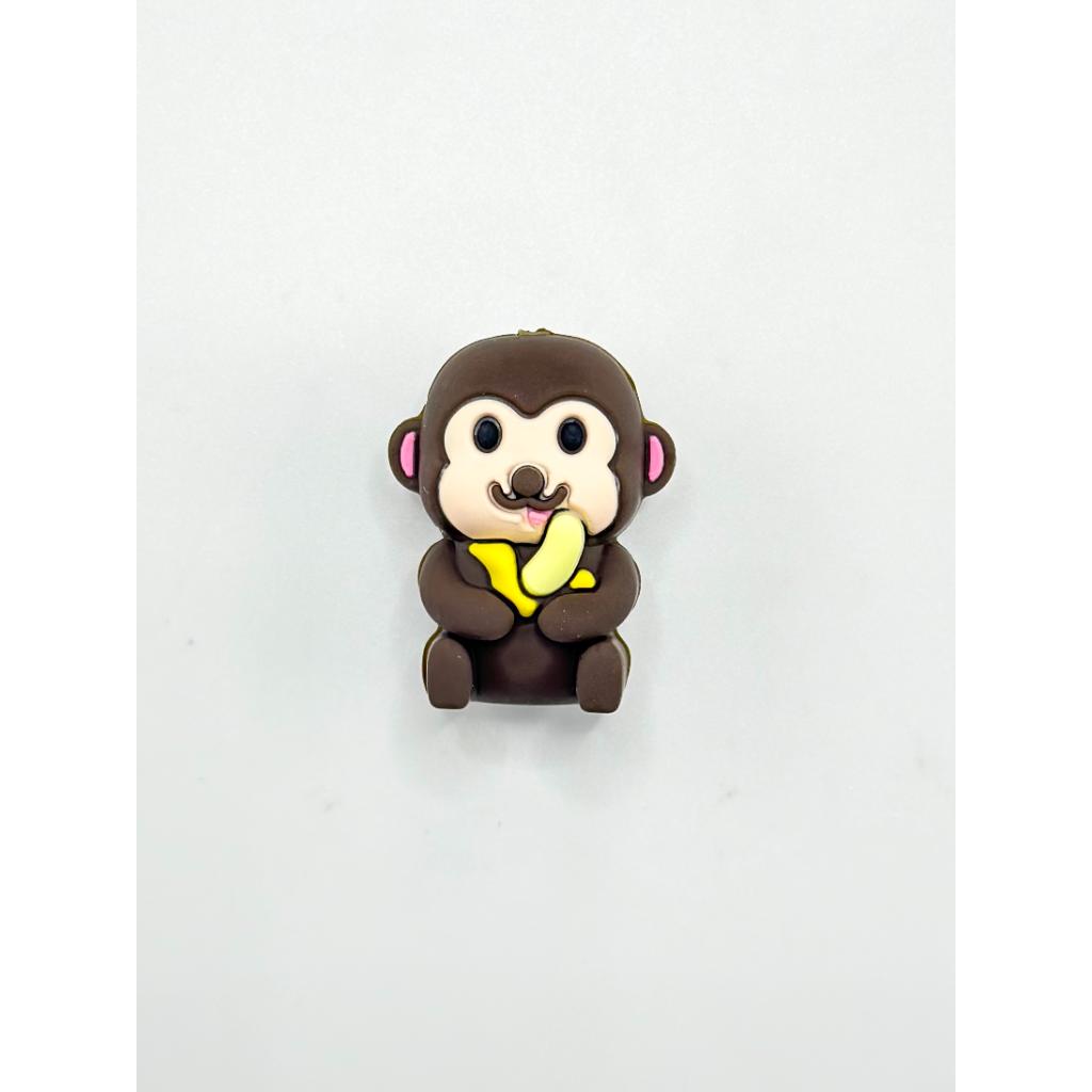 Eating Banana Cute Monkey 3D Silicone Focal Beads