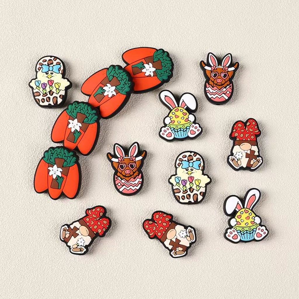 Cross Eggs Animals Easter Jesus Gnome Silicone Focal Beads