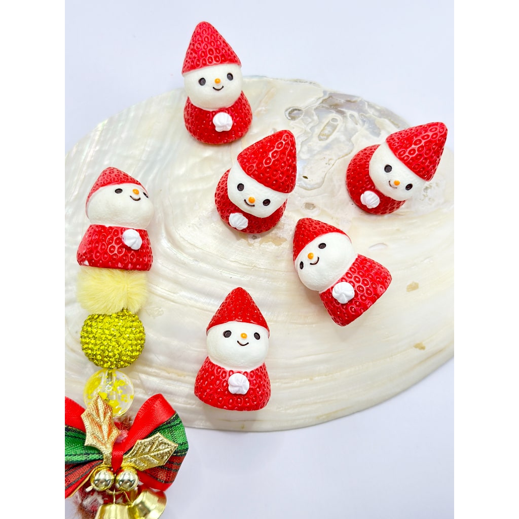 Strawberry Snowman Mini Cute Pen Topper Acrylic Beads, Around 33*23MM