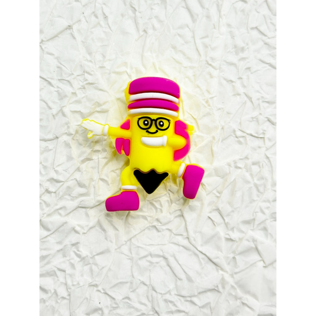 Pencil 3D Yellow Silicone Focal Beads
