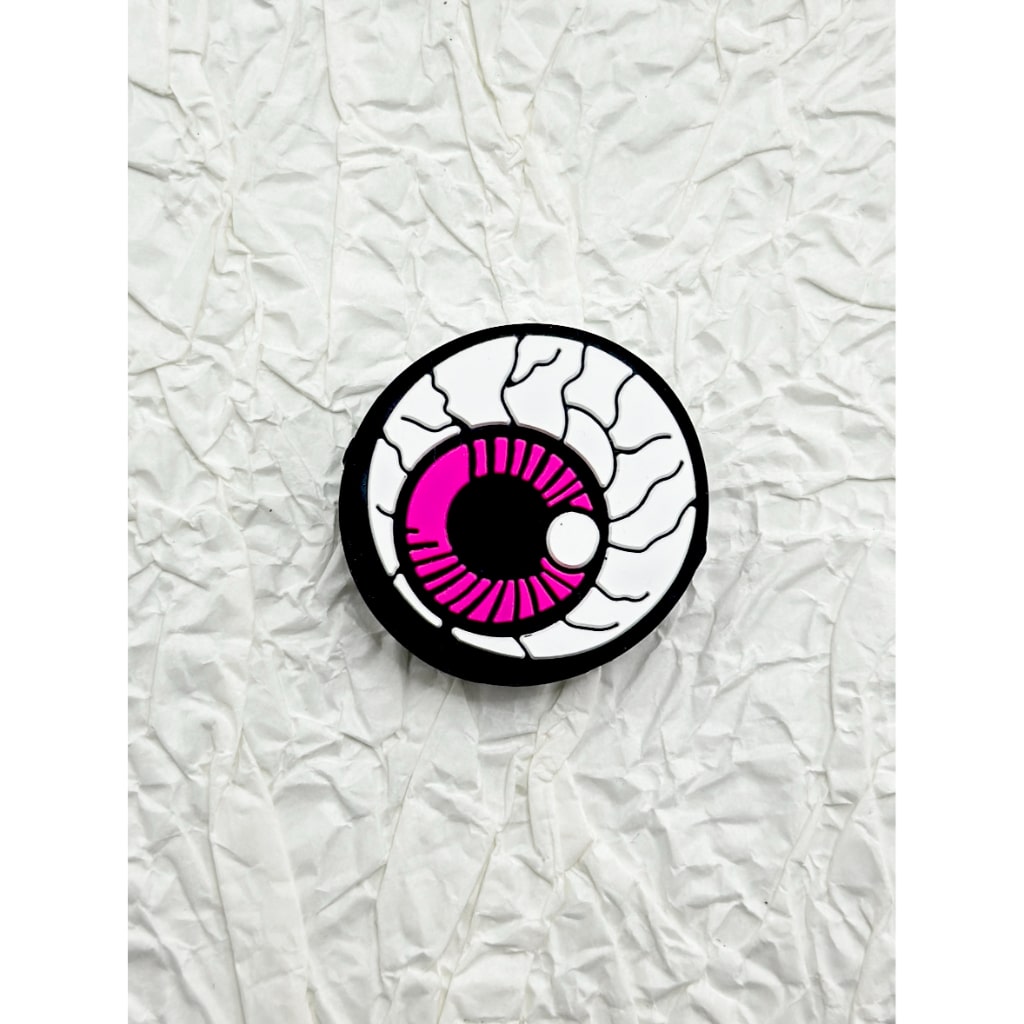 Pink Black White Eye Cracked Silicone Focal Beads