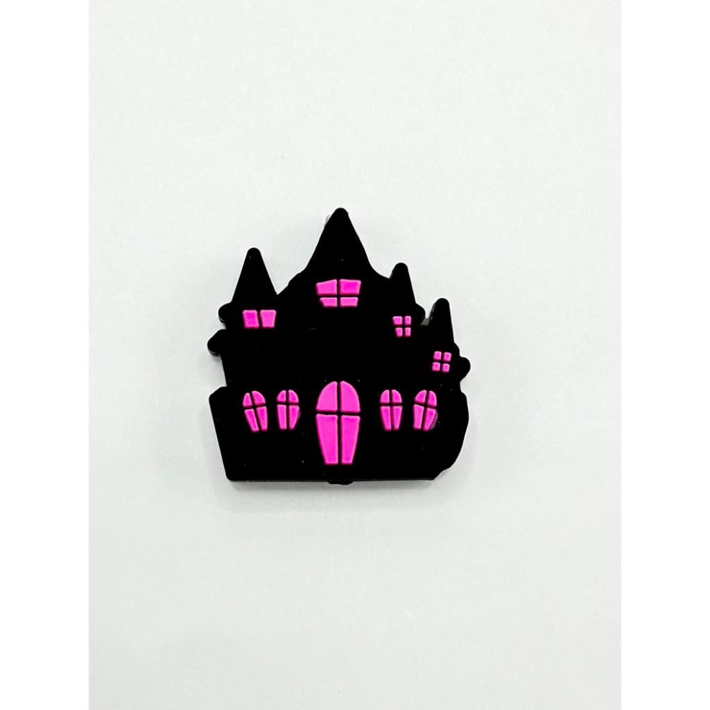 Castle Halloween Black Pink Silicone Focal Beads
