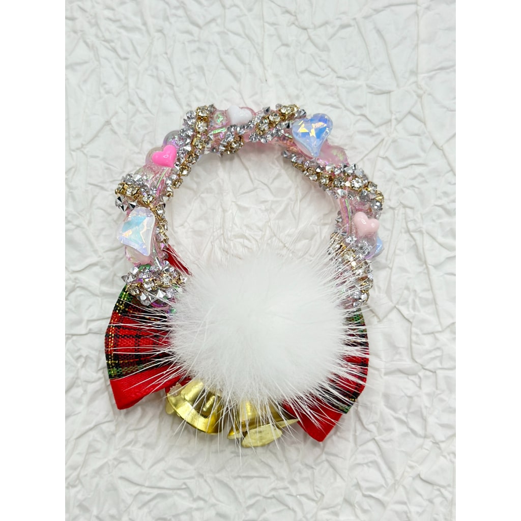 Bling Bling Christmas Bell Bowtie Leaf Heart Rhinestone Chain Ring Loop Acrylic Beads, Random Mix, Around 50MM