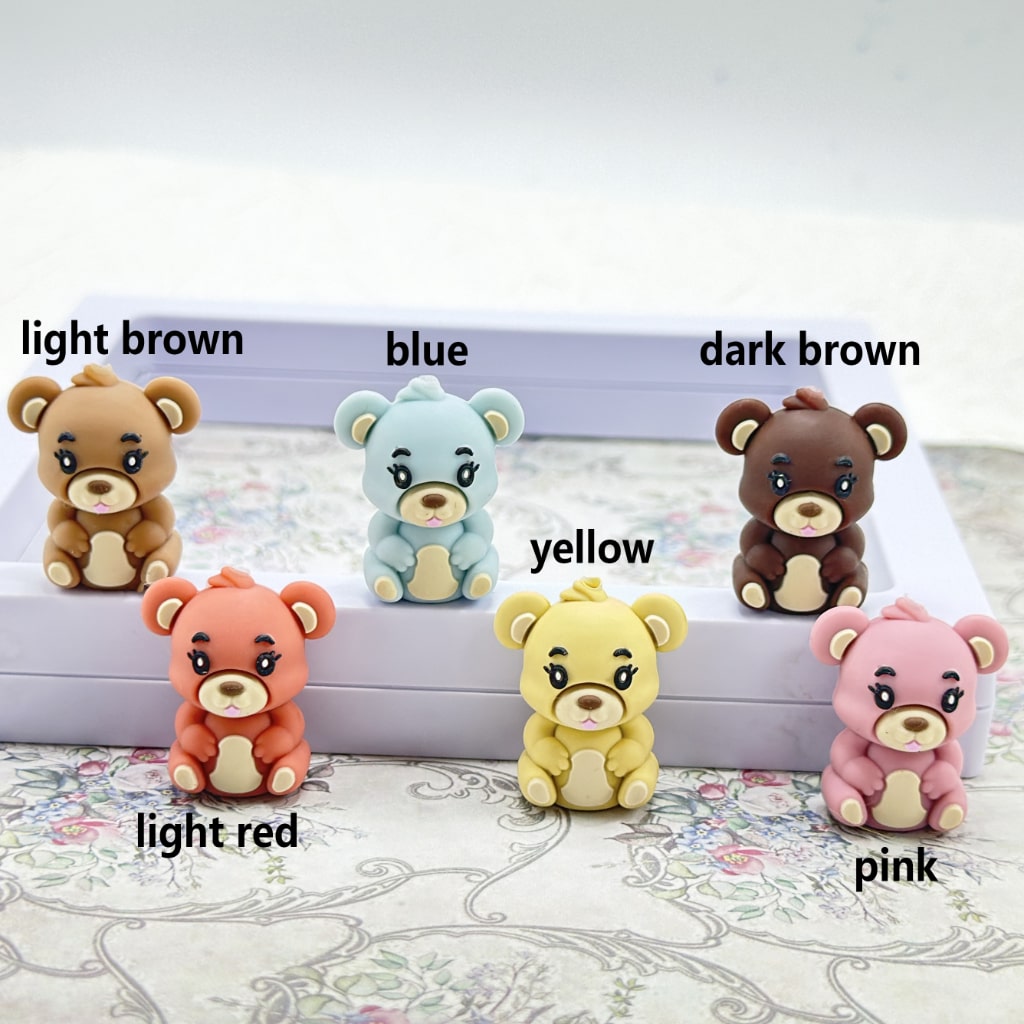 Adorable 3D Cute Bears Silicone Focal Beads