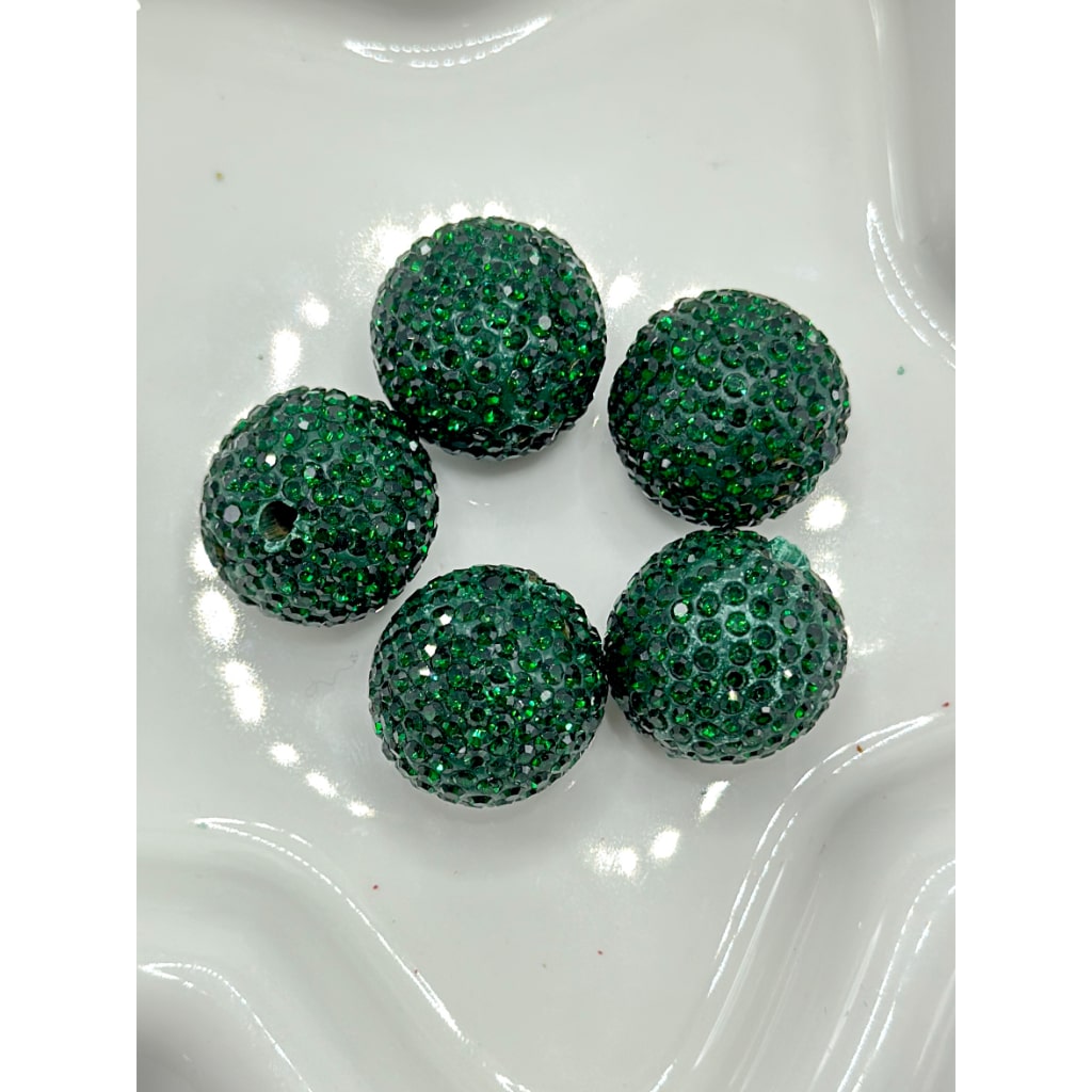 Christmas Round Bling Bling Clay Beads with Rhinestones, 20MM