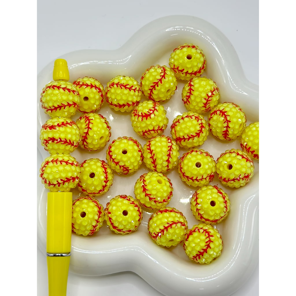 Round Football Basketball Soccer Baseball Mix of Sports Balls Acrylic Beads, 20mm