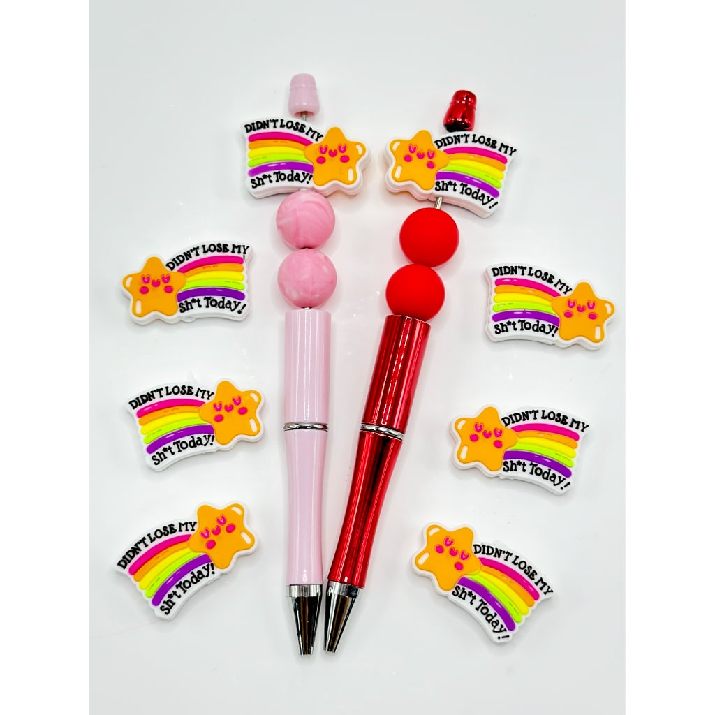 Face Star Rainbow Didn't Lose My Sh*t Day Smile Silicone Focal Beads
