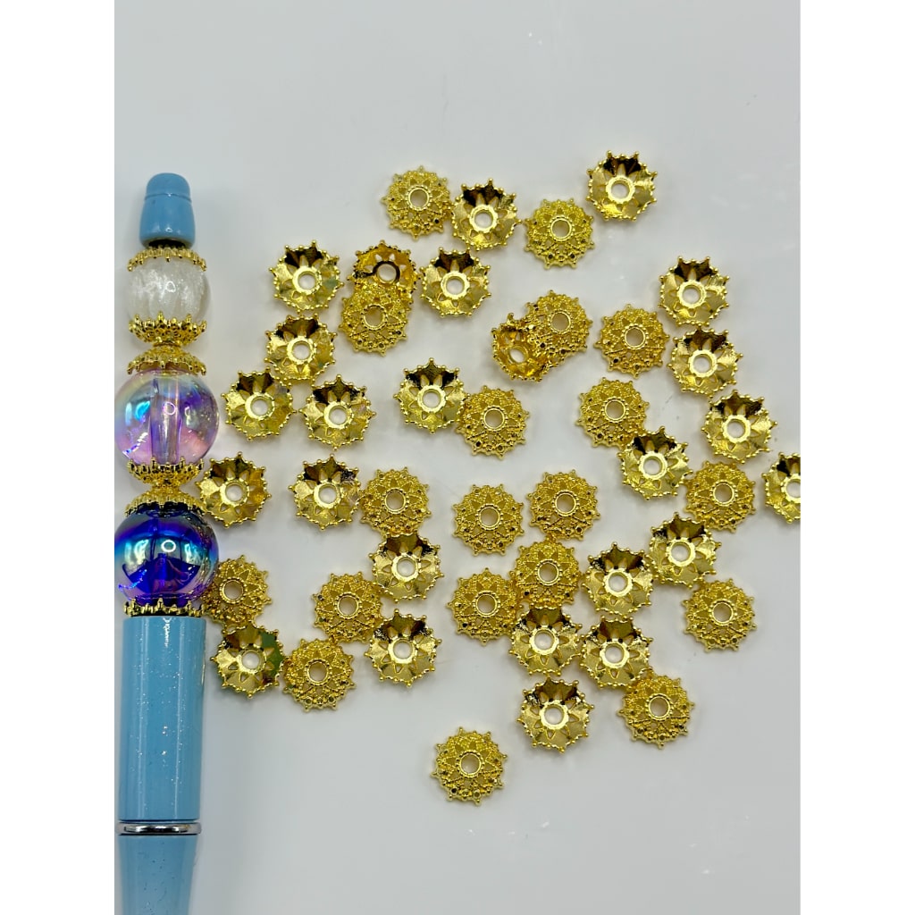 Silver & Gold Color Metal Bead Cage Bead Cap, 12MM