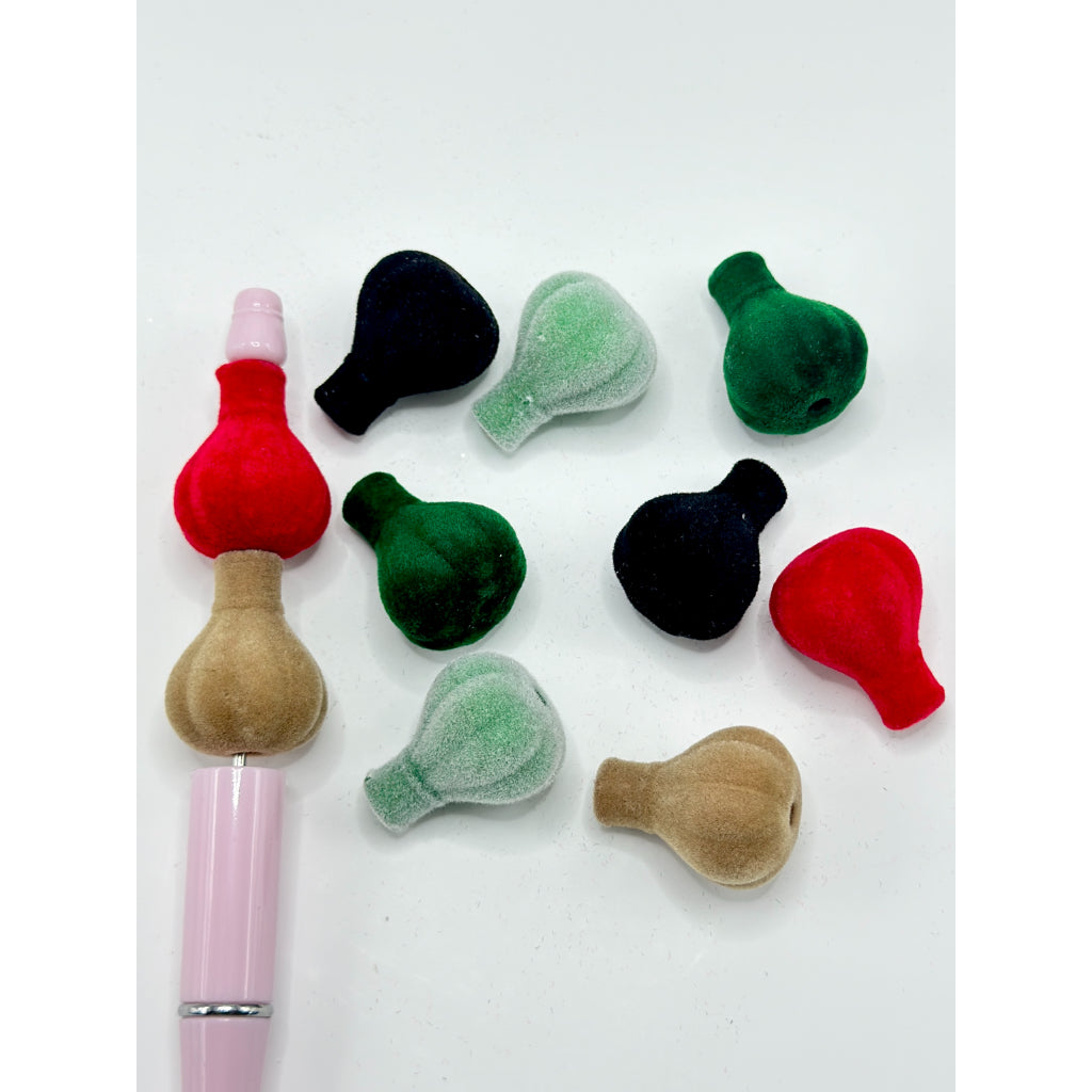 Vase Flower Flocked Acrylic Beads, Random Mix, Around 25*20MM