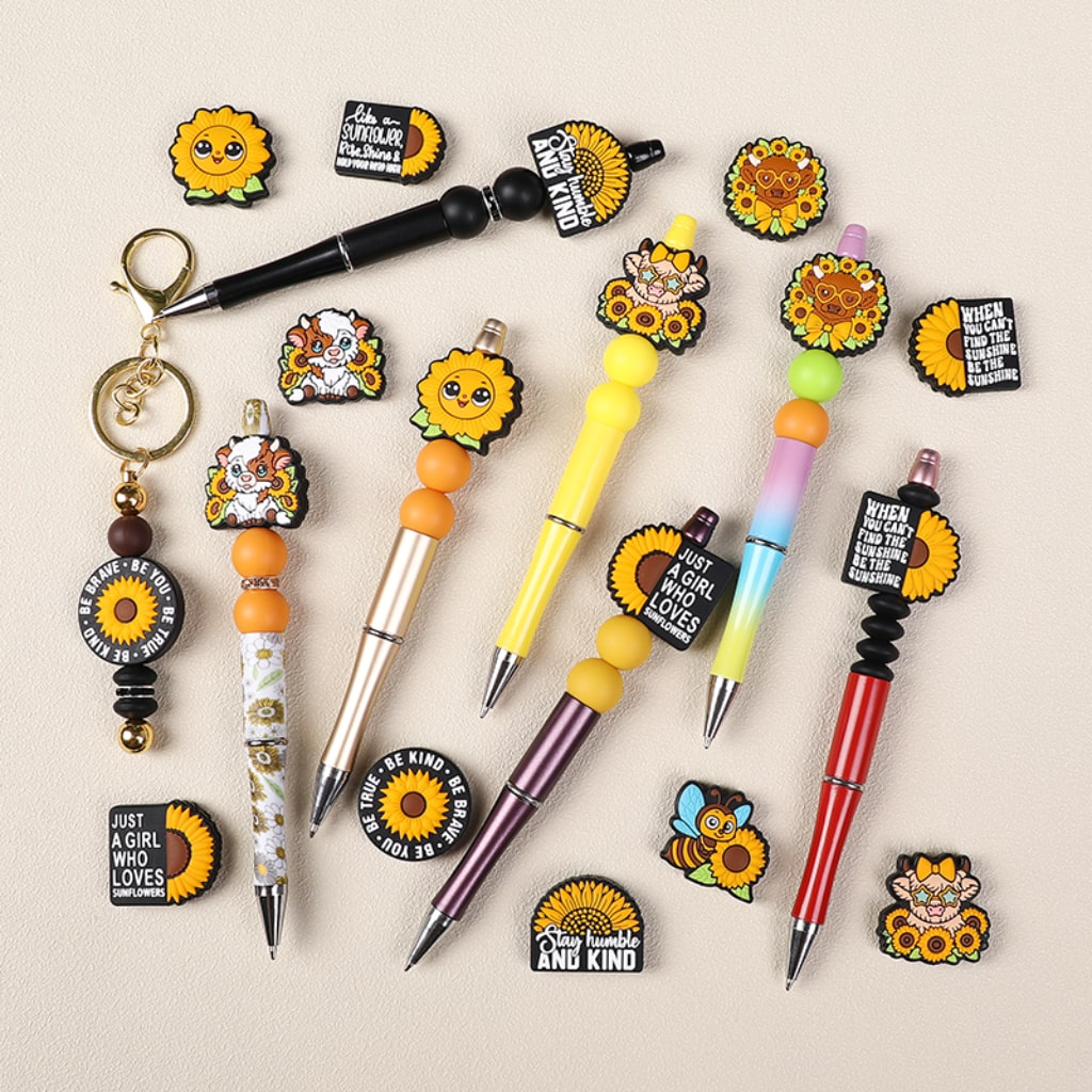 Highland Cows Bees Sunflower Cute Humble Kind Brave Sunshine Silicone Focal Beads
