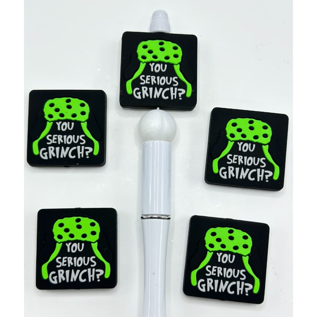 Green Character Christmas Black You Serious Square Silicone Focal Beads