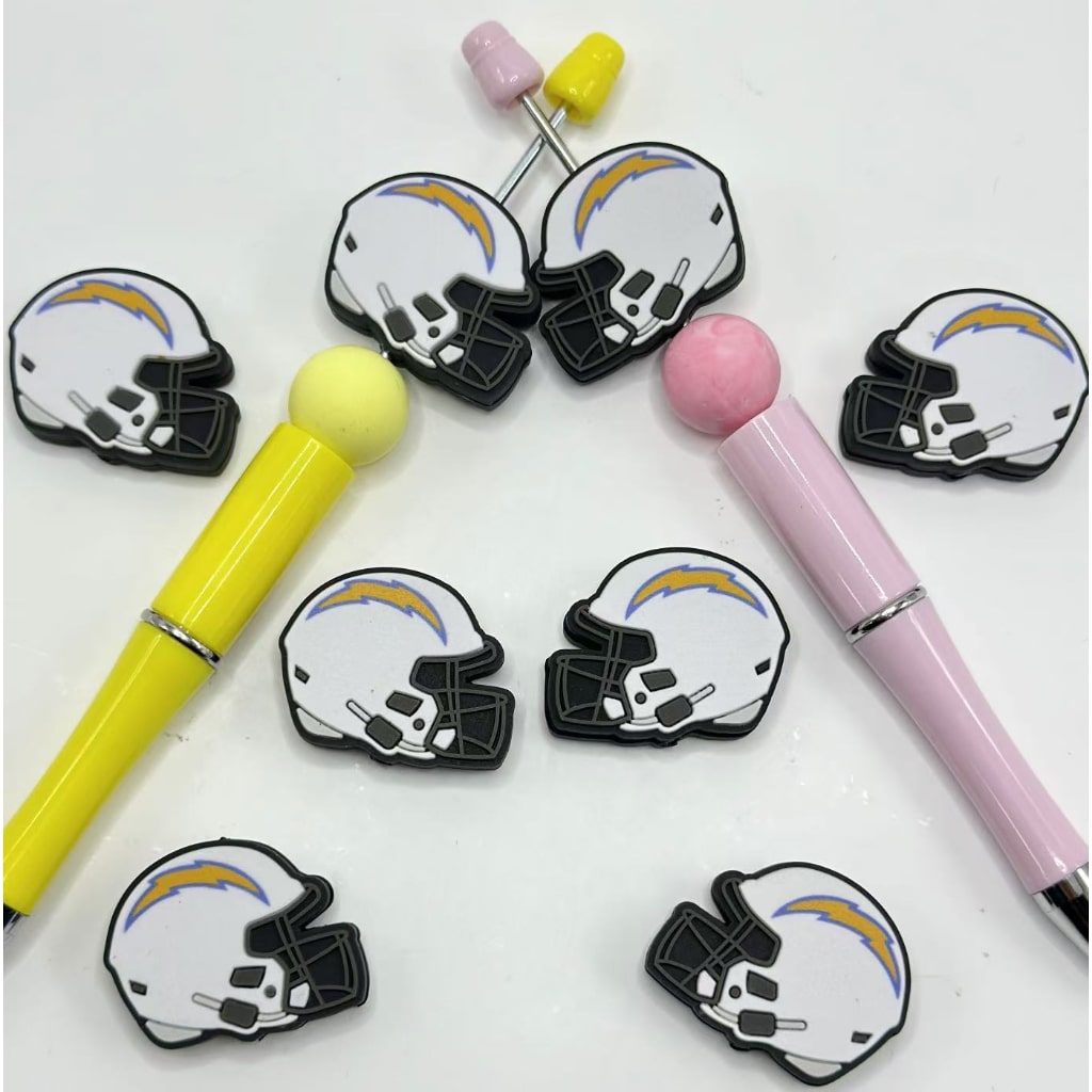Football Team Bolt Team Helmet Sports USA American Silicone Focal Beads, Please Read the Description