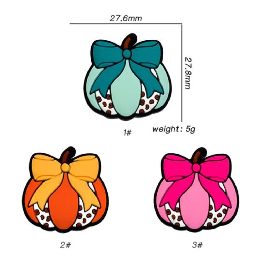Halloween Pumpkin with Cute Bowknot Silicone Focal Beads, Random Mix