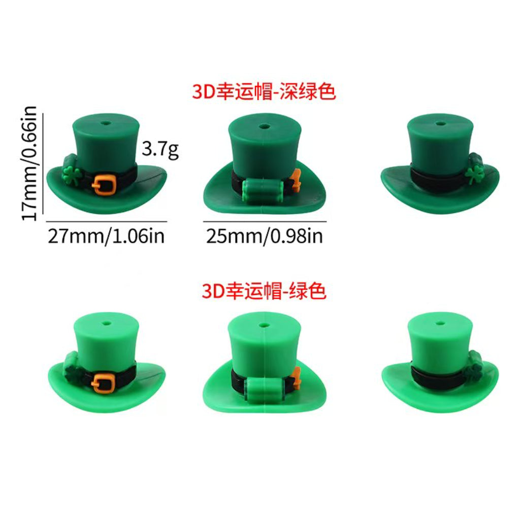 Gentleman 3D Green Color Hat Silicone Focal Beads