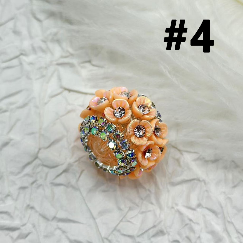 Mini Flowers with Clear Rhinestones Inside AB Color Chains, Bling Bling Round Acrylic Beads, 21*16MM