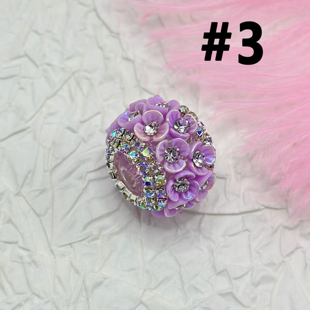 Mini Flowers with Clear Rhinestones Inside AB Color Chains, Bling Bling Round Acrylic Beads, 21*16MM