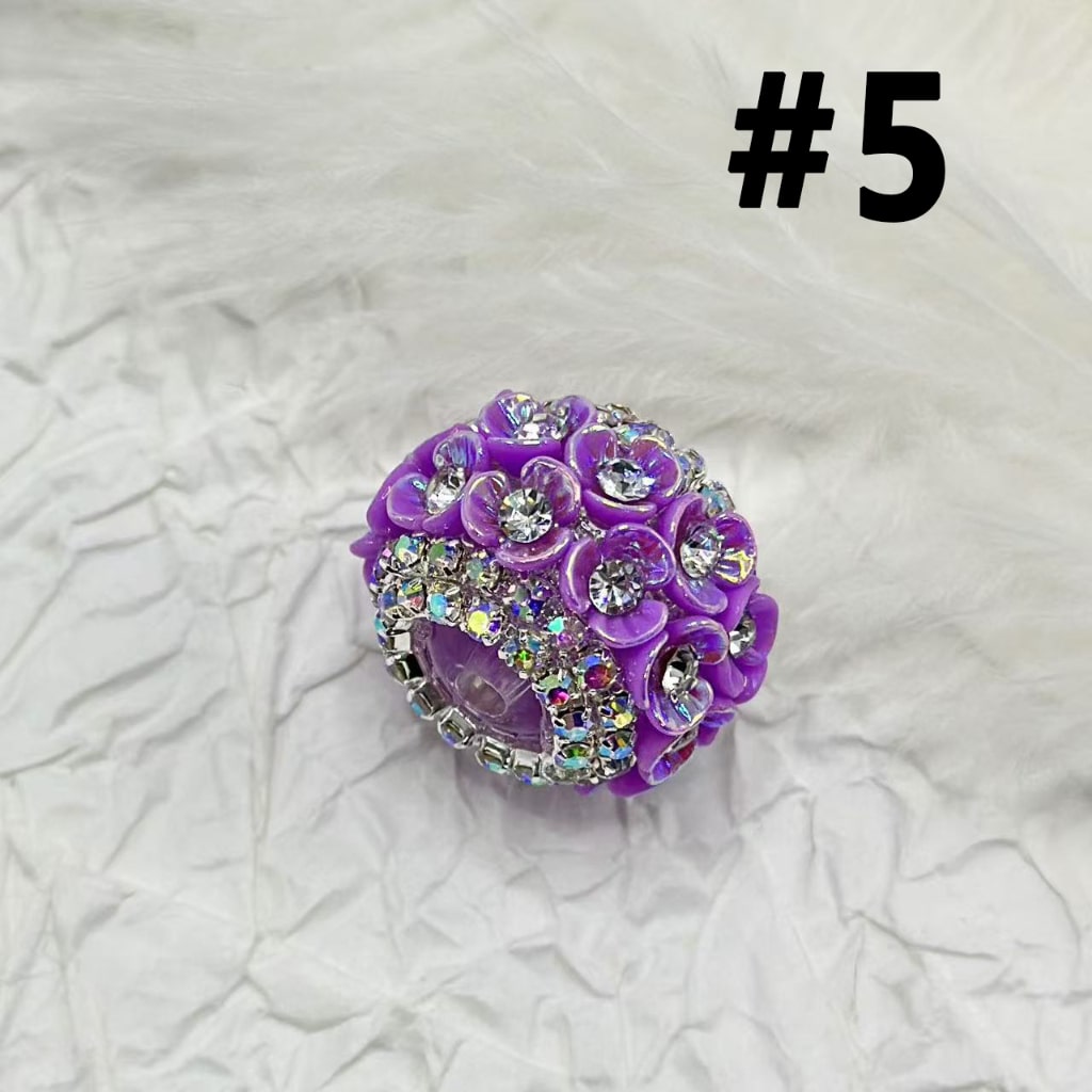 Mini Flowers with Clear Rhinestones Inside AB Color Chains, Bling Bling Round Acrylic Beads, 21*16MM