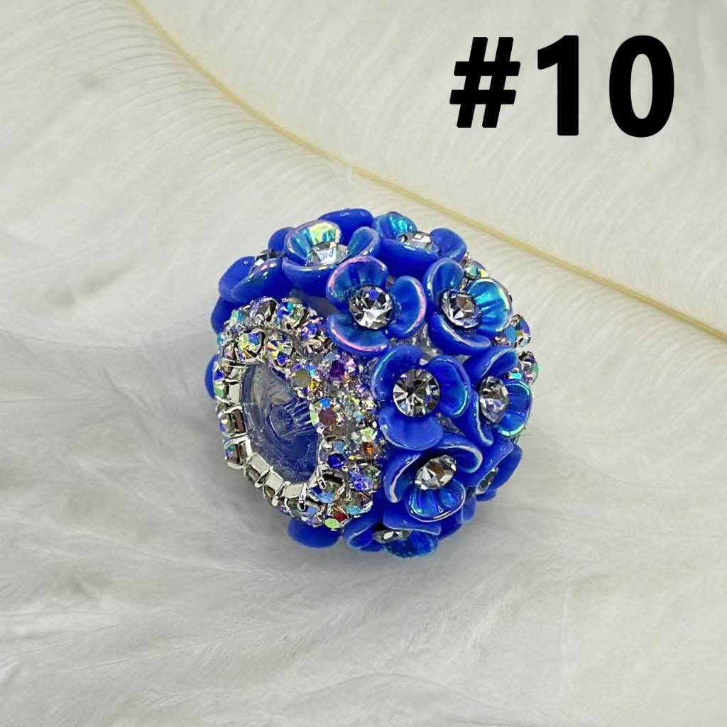 Mini Flowers with Clear Rhinestones Inside AB Color Chains, Bling Bling Round Acrylic Beads, 21*16MM
