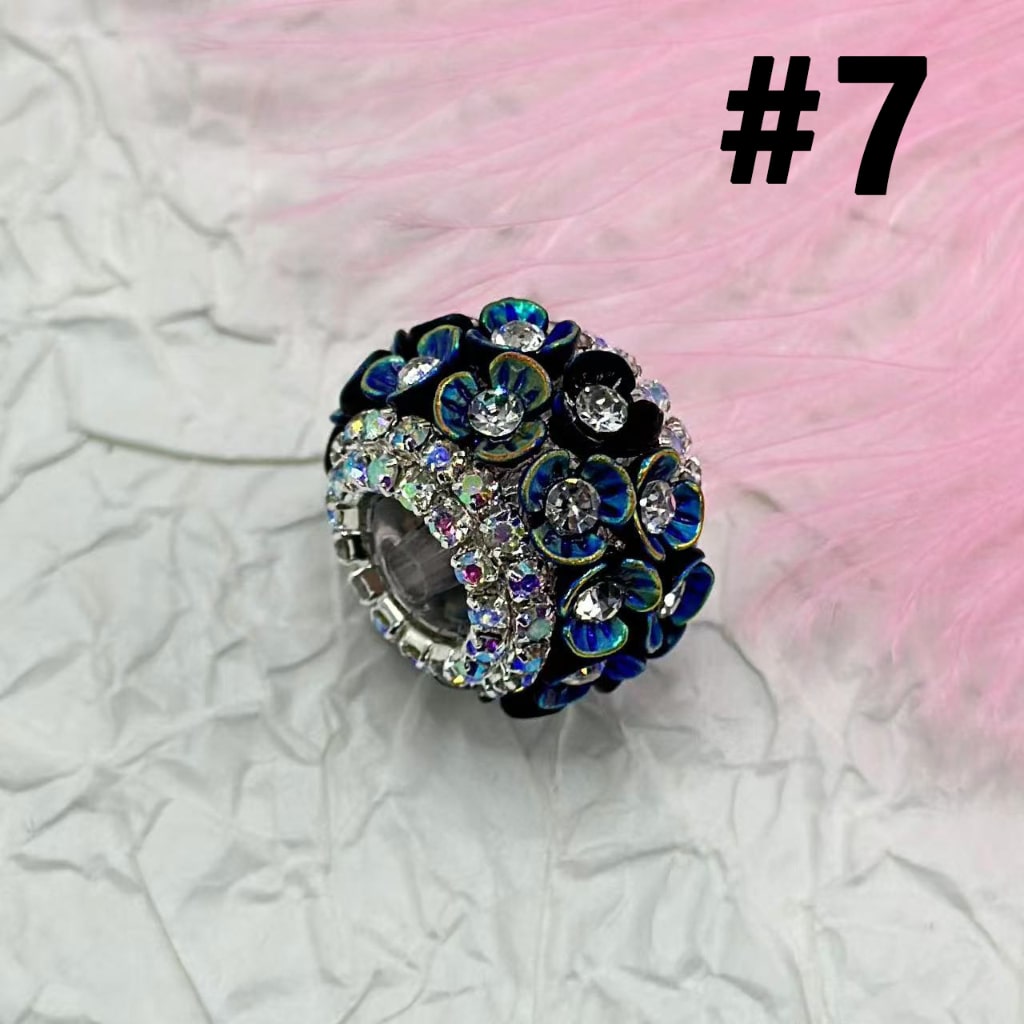 Mini Flowers with Clear Rhinestones Inside AB Color Chains, Bling Bling Round Acrylic Beads, 21*16MM