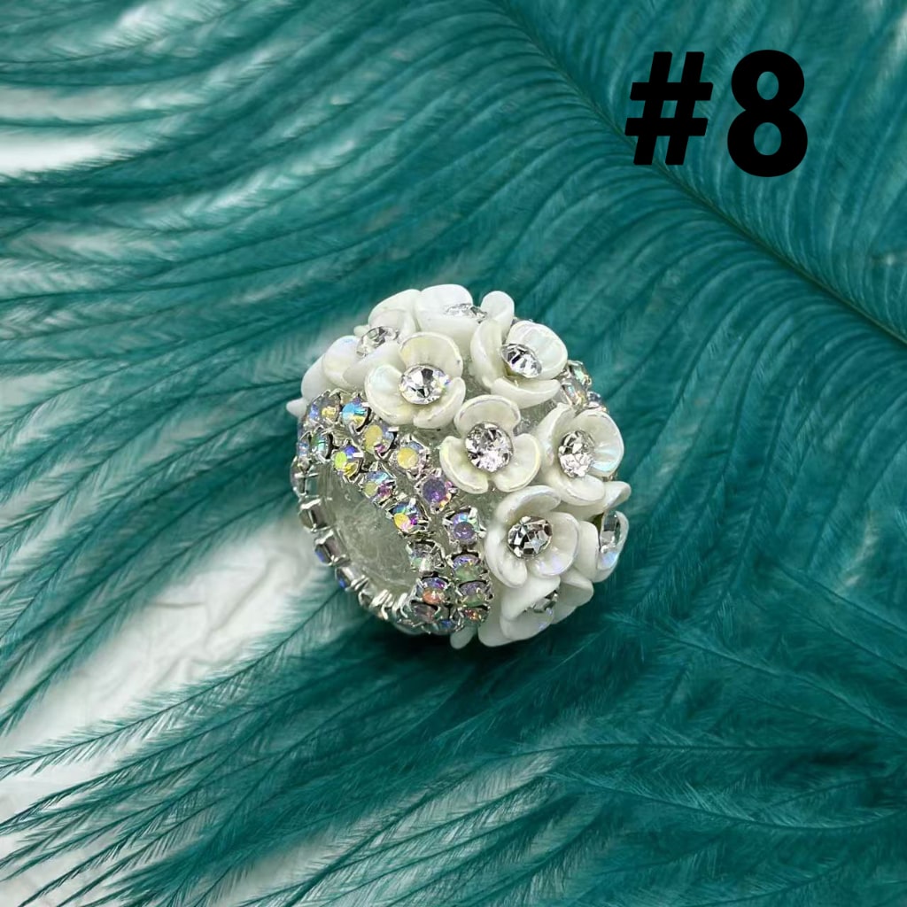 Mini Flowers with Clear Rhinestones Inside AB Color Chains, Bling Bling Round Acrylic Beads, 21*16MM
