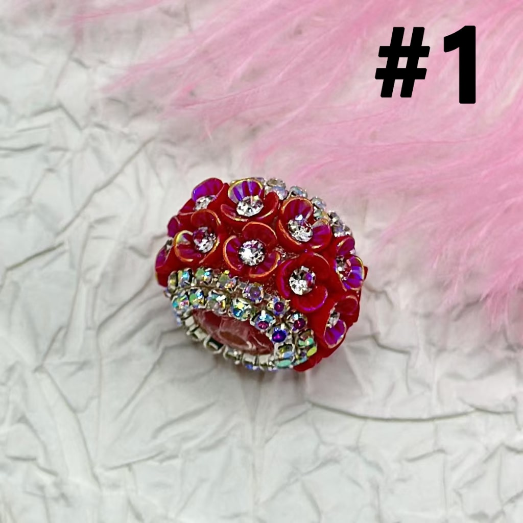 Mini Flowers with Clear Rhinestones Inside AB Color Chains, Bling Bling Round Acrylic Beads, 21*16MM