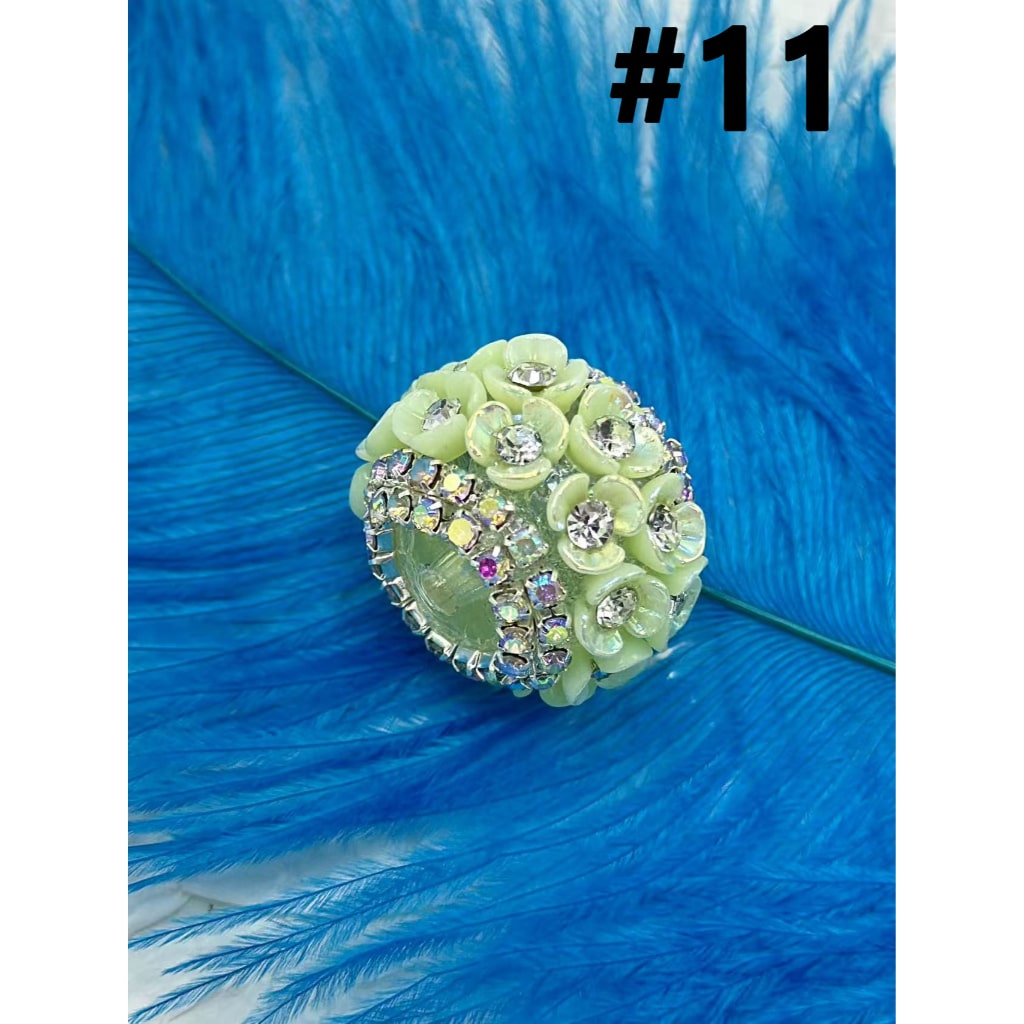 Mini Flowers with Clear Rhinestones Inside AB Color Chains, Bling Bling Round Acrylic Beads, 21*16MM