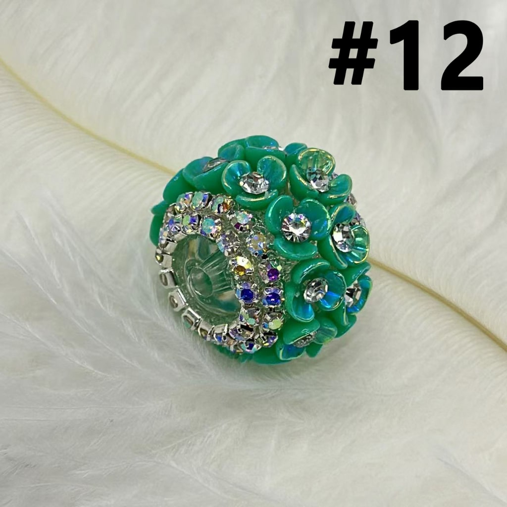 Mini Flowers with Clear Rhinestones Inside AB Color Chains, Bling Bling Round Acrylic Beads, 21*16MM