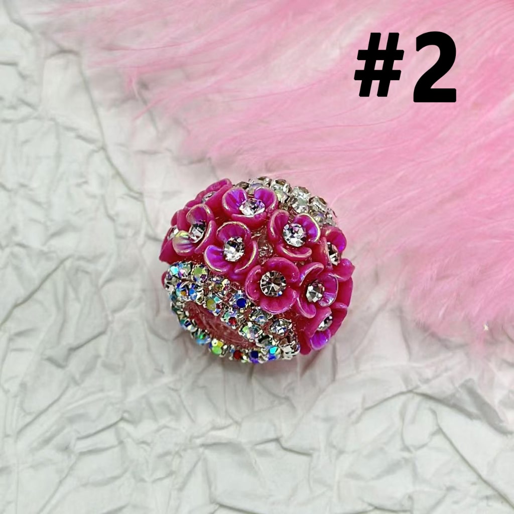 Mini Flowers with Clear Rhinestones Inside AB Color Chains, Bling Bling Round Acrylic Beads, 21*16MM